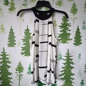 Trouvé Black and White Sleeveless Halter Top